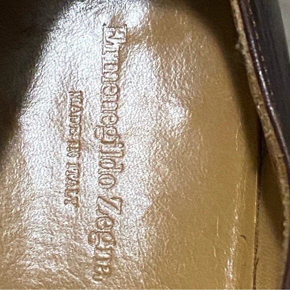 Ermenegildo Zegna Men's Dark Brown Leather Oxfords 8D Square Toe - Picture 10 of 10